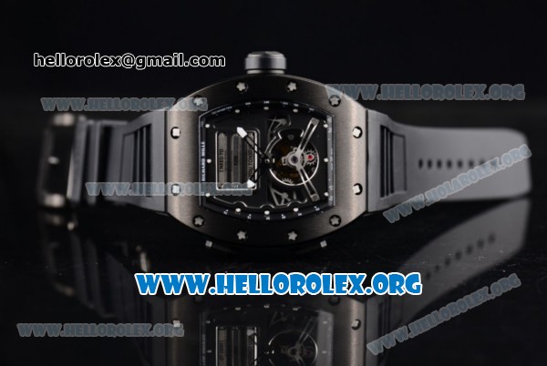 Richard Mille RM 69 Erotic Tourbillon Miyota 9015 Automatic PVD Case with Skeleton Dial Black Rubber Strap and Dot Markers - Click Image to Close